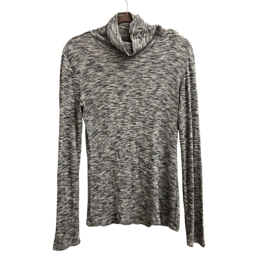 Dolan ribbed convertible neck knitted top heather gray M stretchy